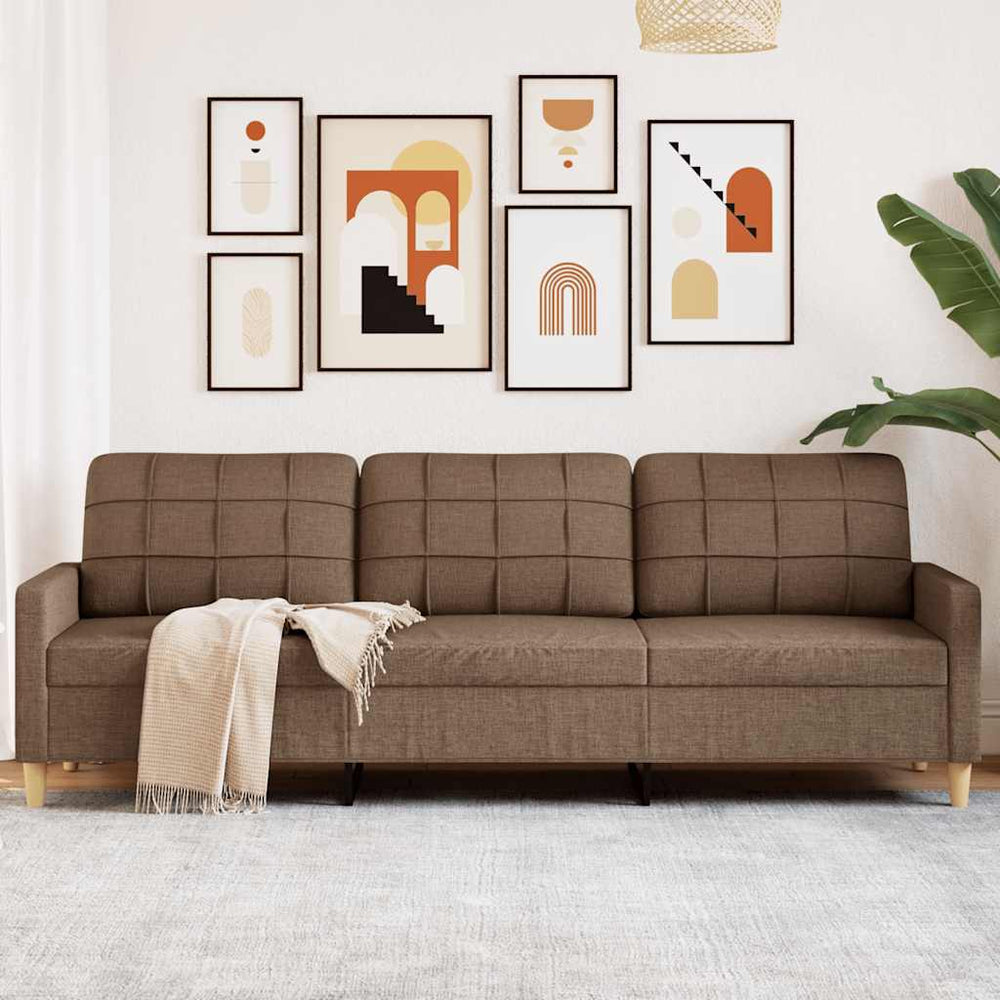 3-Sitzer Sofa Braun Stoff 210 cm