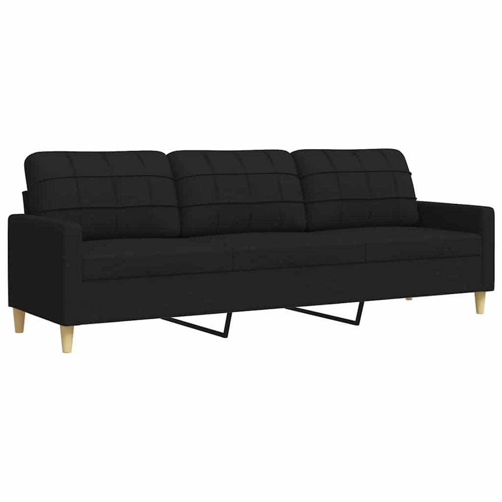 Schwarzes 3-Sitzer Sofa, 210 cm