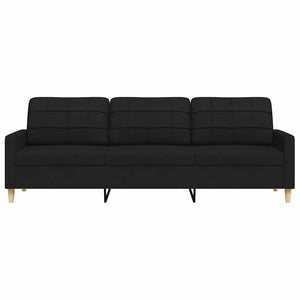 Schwarzes 3-Sitzer Sofa, 210 cm