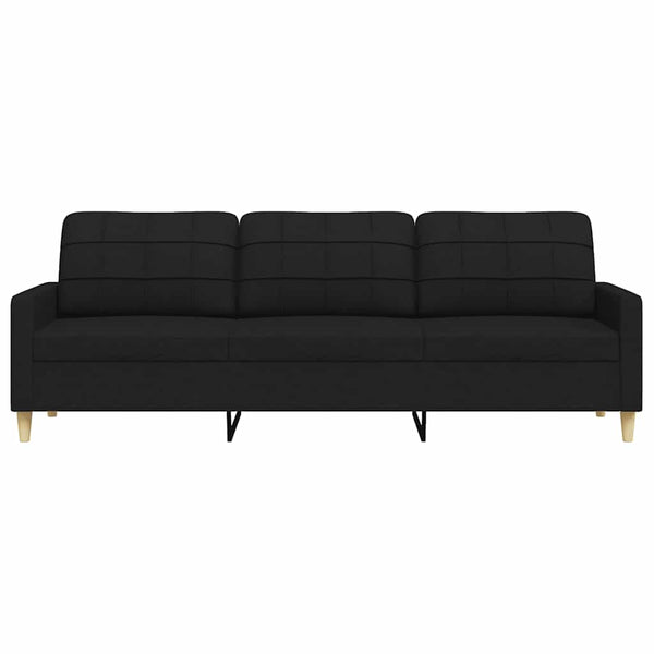 Schwarzes 3-Sitzer Sofa, 210 cm
