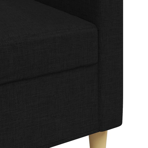 Schwarzes 3-Sitzer Sofa, 210 cm