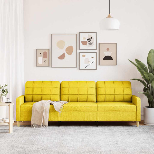 vidaXL Canapé à 3 places jaune clair 210 cm Tissu