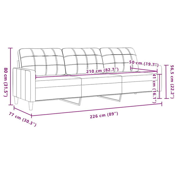 vidaXL Canapé à 3 places jaune clair 210 cm Tissu