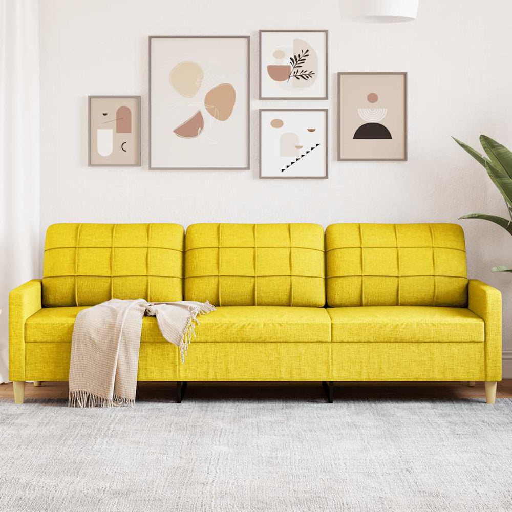 3-Sitzer Sofa Hellgelb Stoff 210 cm