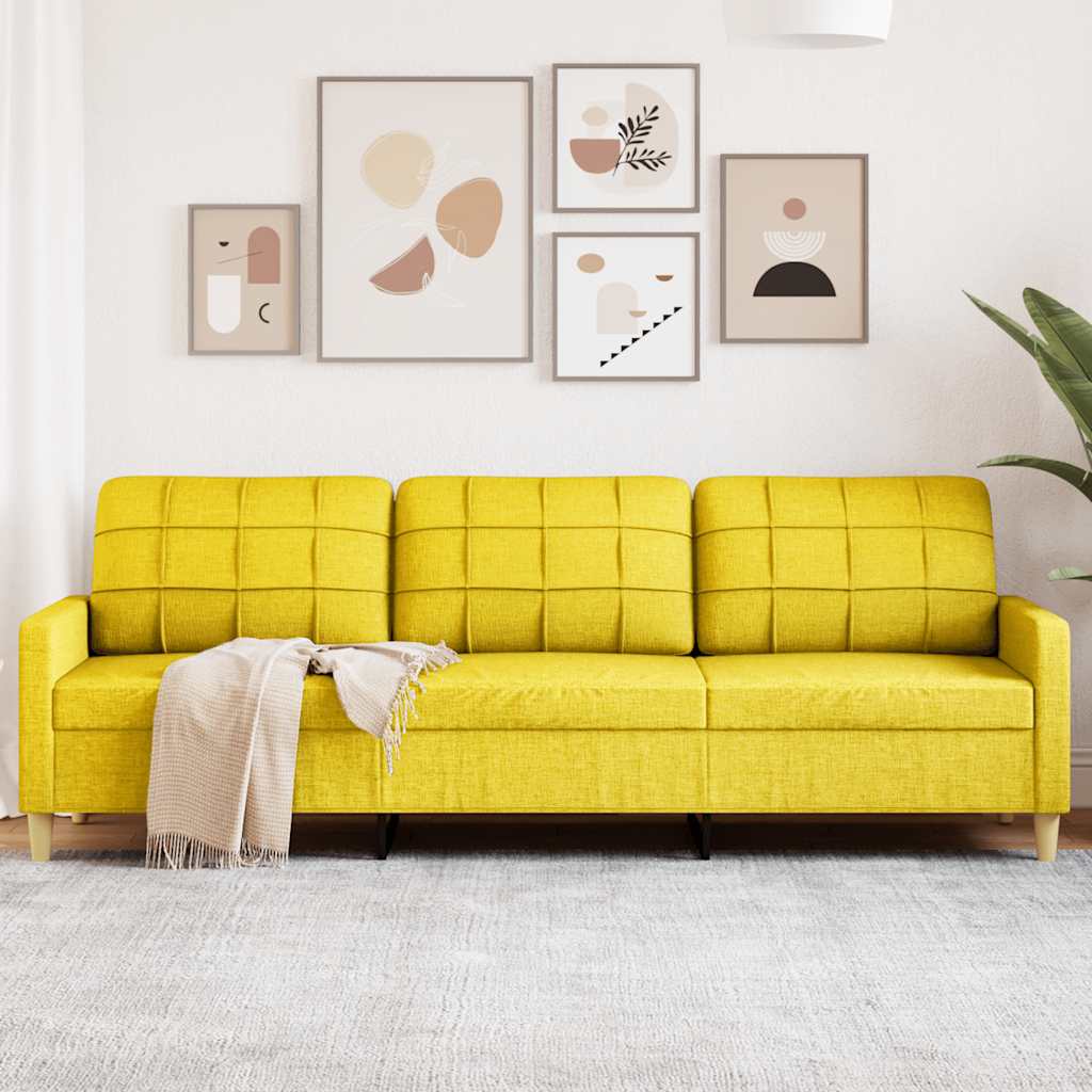 vidaXL Canapé à 3 places jaune clair 210 cm Tissu