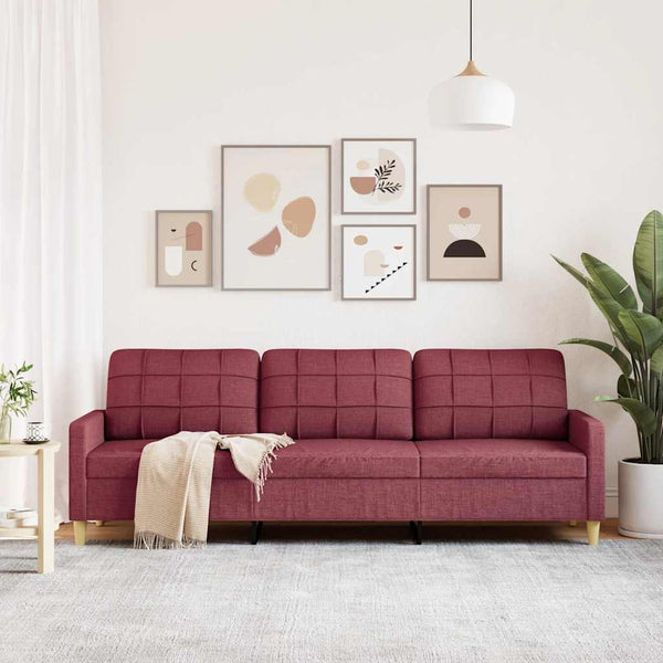 Weinrotes 3-Sitzer Sofa, 210 cm