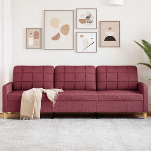 Weinrotes 3-Sitzer Sofa, 210 cm