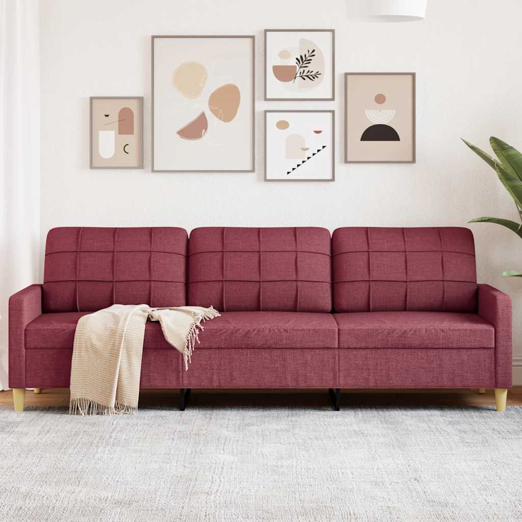 Weinrotes 3-Sitzer Sofa, 210 cm