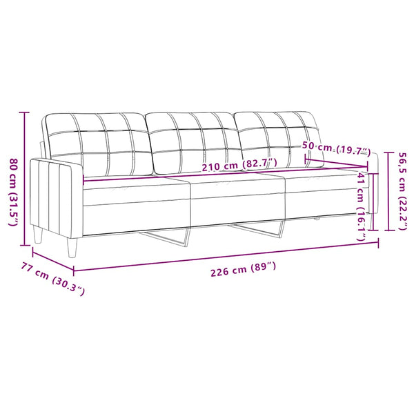 vidaXL Canapé à 3 places taupe 210 cm tissu