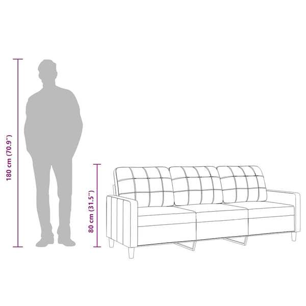 vidaXL Canapé à 3 places taupe 210 cm tissu