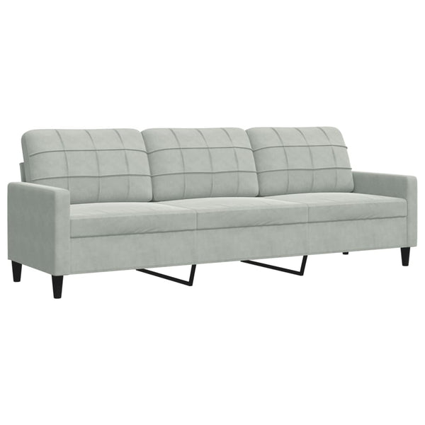 3-Sitzer Sofa Hellgrau Samt 210 cm