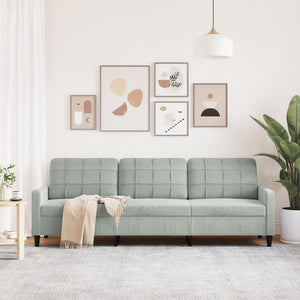 3-Sitzer Sofa Hellgrau Samt 210 cm