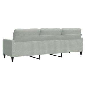 3-Sitzer Sofa Hellgrau Samt 210 cm