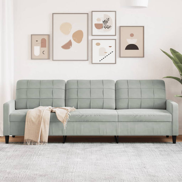 3-Sitzer Sofa Hellgrau Samt 210 cm