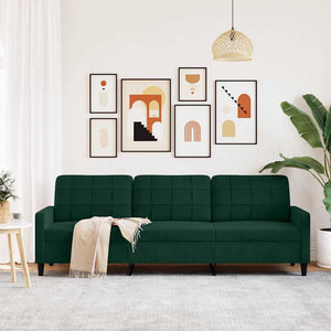 3-Sitzer Sofa Dunkelgrün Samt 210cm