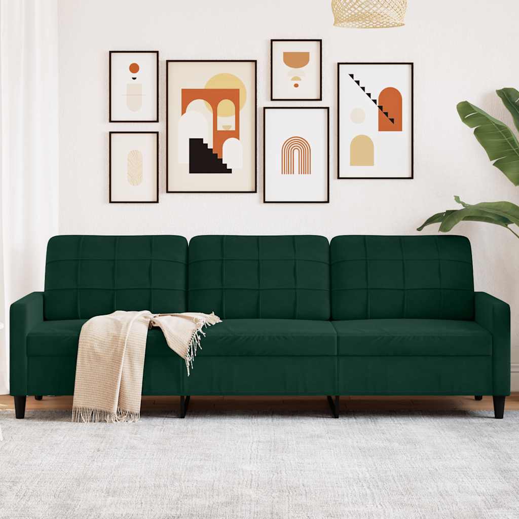 3-Sitzer Sofa Dunkelgrün Samt 210cm