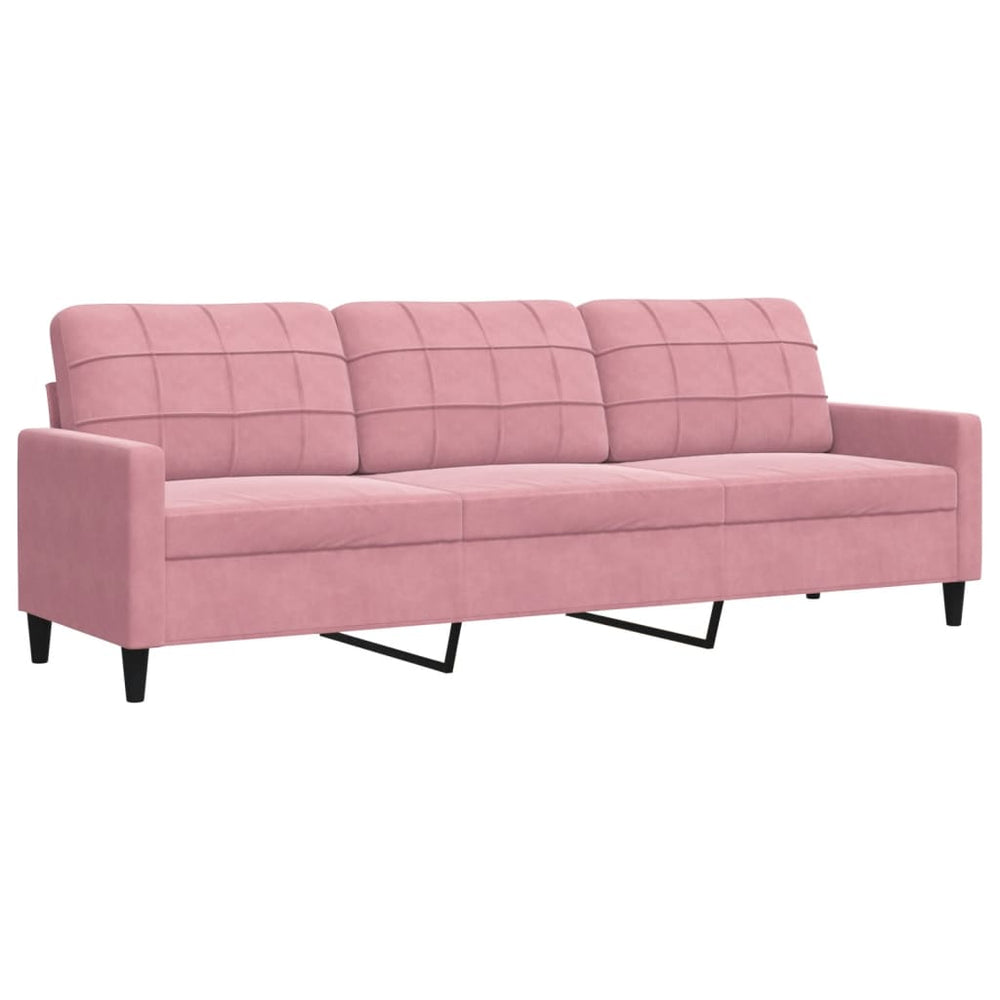 Rosa Samt Sofa, 3-Sitzer, 210cm