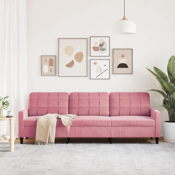 vidaXL Canapé à 3 places Rose 210 cm Velours