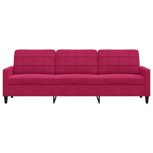 3-Sitzer Sofa Weinrot Samt 210cm