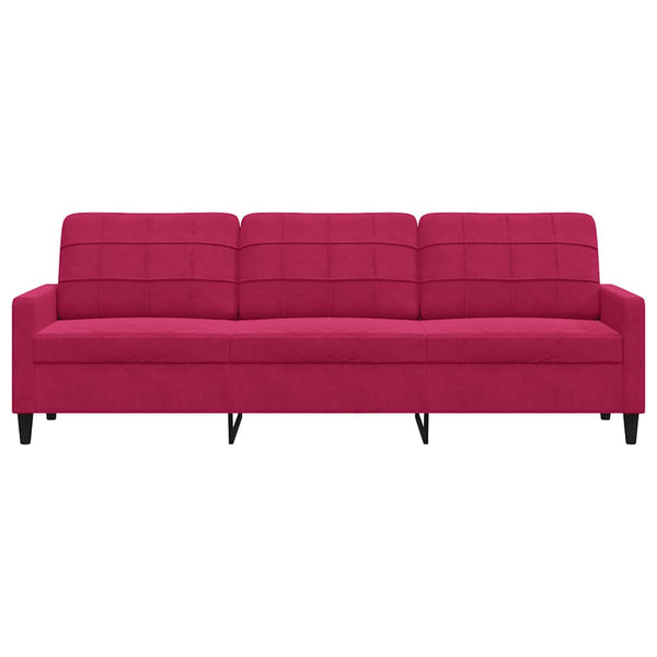 3-Sitzer Sofa Weinrot Samt 210cm
