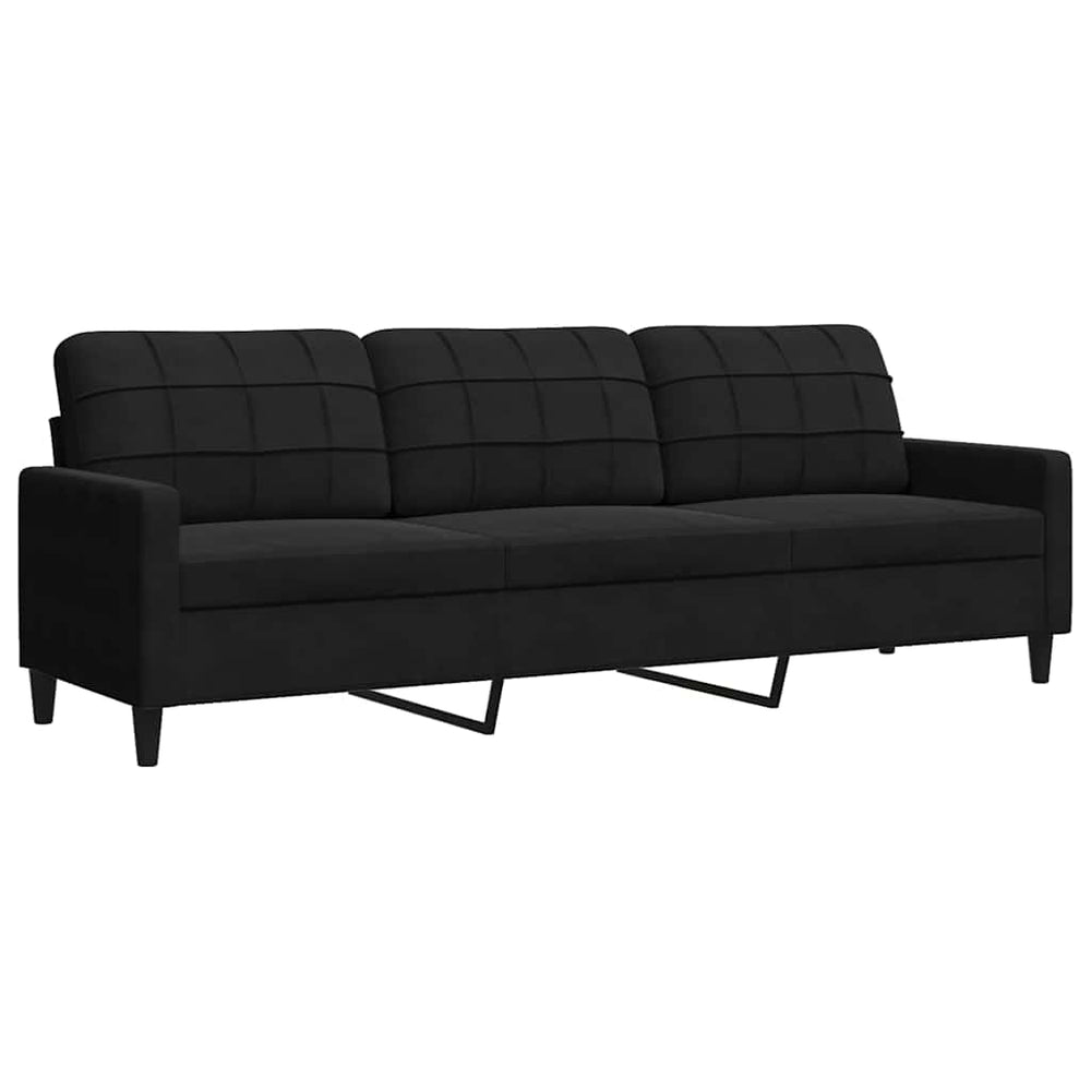 Schwarzes 3-Sitzer Samt Sofa 210 cm