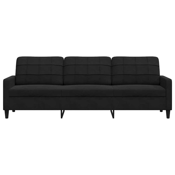 Schwarzes 3-Sitzer Samt Sofa 210 cm