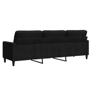 Schwarzes 3-Sitzer Samt Sofa 210 cm