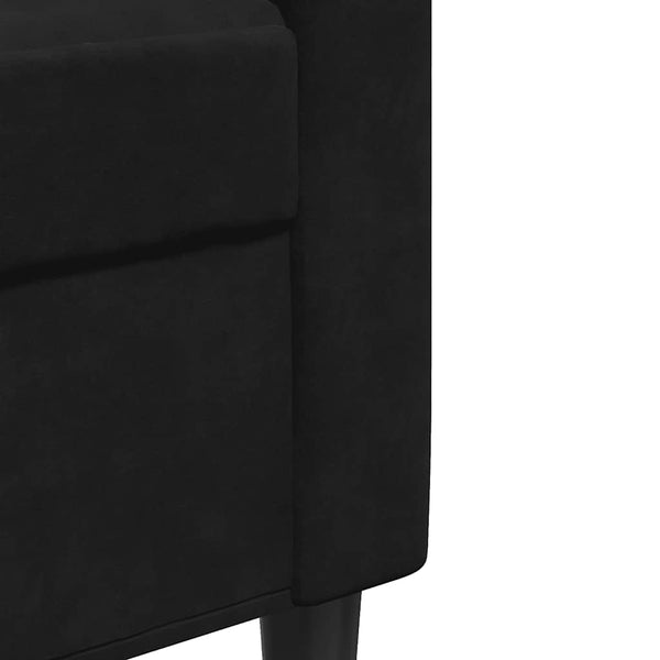Schwarzes 3-Sitzer Samt Sofa 210 cm