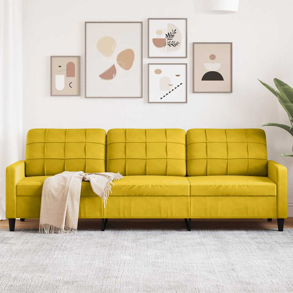 Gelbes 3-Sitzer Samt Sofa 210 cm