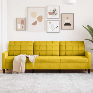 Gelbes 3-Sitzer Samt Sofa 210 cm