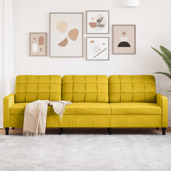 Gelbes 3-Sitzer Samt Sofa 210 cm