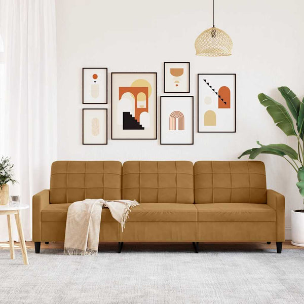 3-Sitzer Sofa Braun Samt 210 cm