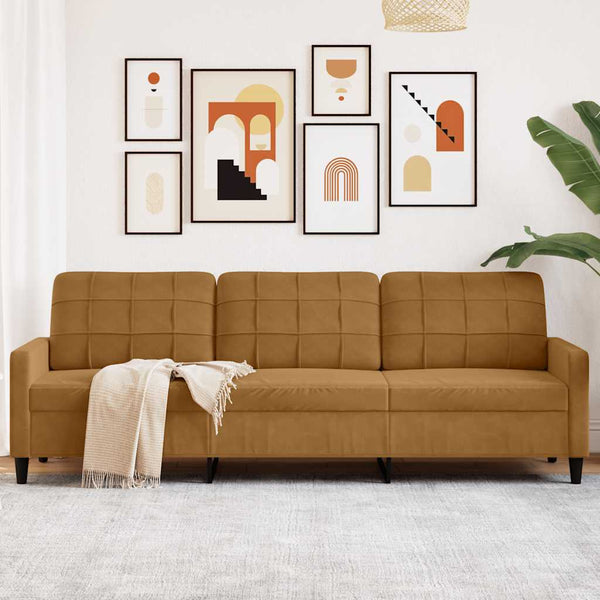 3-Sitzer Sofa Braun Samt 210 cm