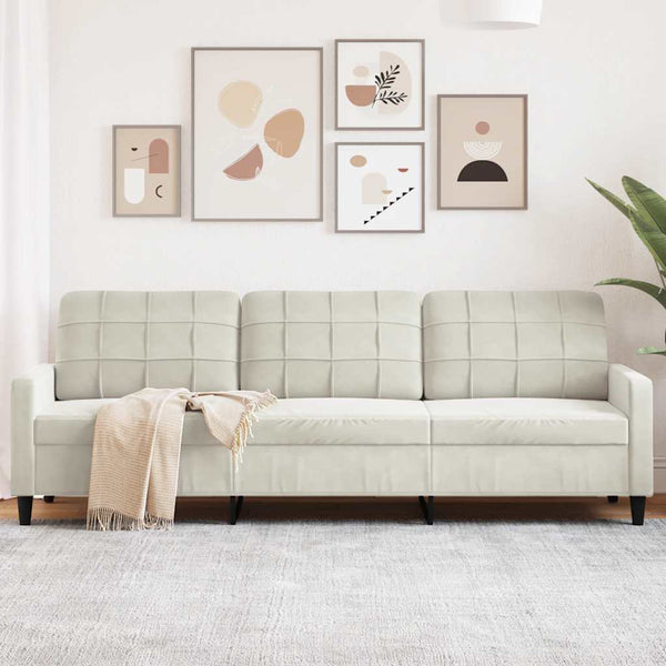 vidaXL Canapé à 3 places crème 210 cm Velours