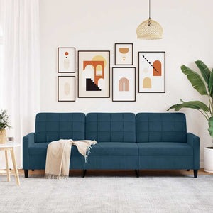 vidaXL Canapé à 3 places velours bleu 210 cm