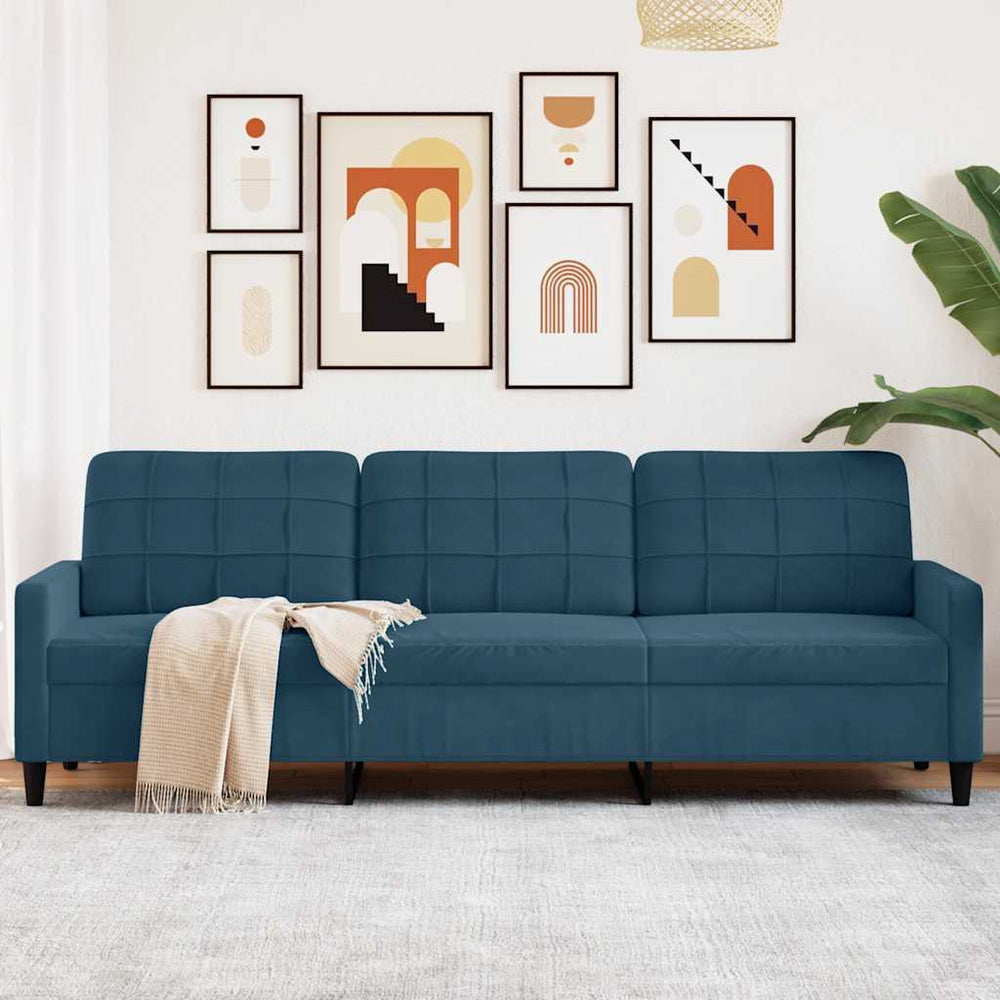 Blaues 3-Sitzer Samt Sofa 210cm
