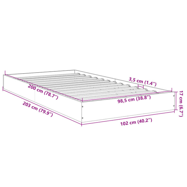 Bettgestell Betongrau 100x200 cm