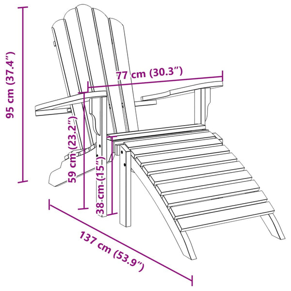 Adirondack Gartenstuhl Teak mit Fußstütze