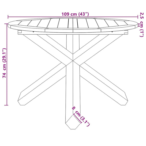 Gartentisch Teakholz Ø109cm
