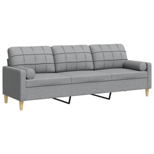 3-Sitzer Sofa Hellgrau Stoff 210 cm