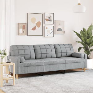 3-Sitzer Sofa Hellgrau Stoff 210 cm