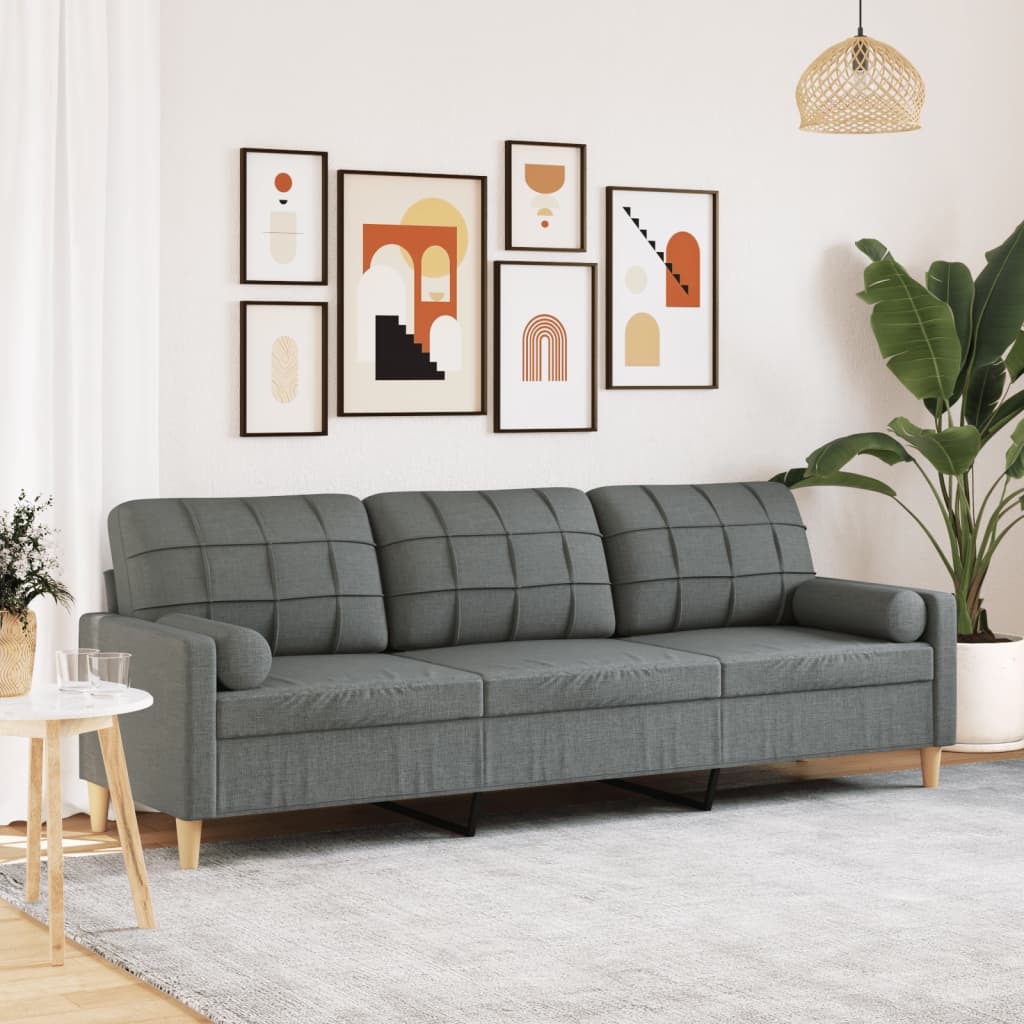3-Sitzer Sofa Dunkelgrau Stoff 210 cm