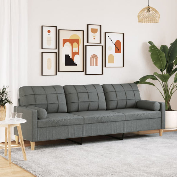 3-Sitzer Sofa Dunkelgrau Stoff 210 cm