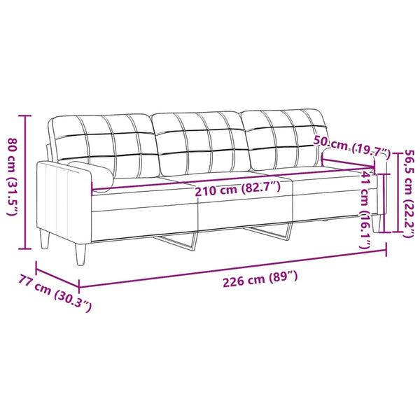 3-Sitzer Sofa Braun Stoff 210 cm