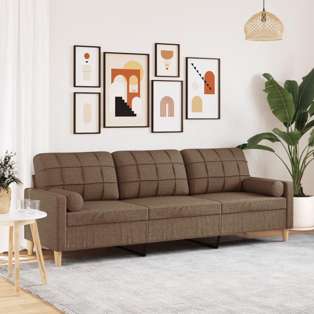 3-Sitzer Sofa Braun Stoff 210 cm