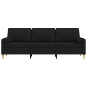 Schwarzes 3-Sitzer Sofa mit Zierkissen