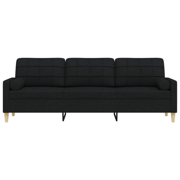 Schwarzes 3-Sitzer Sofa mit Zierkissen