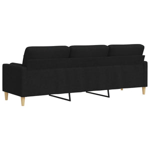 Schwarzes 3-Sitzer Sofa mit Zierkissen