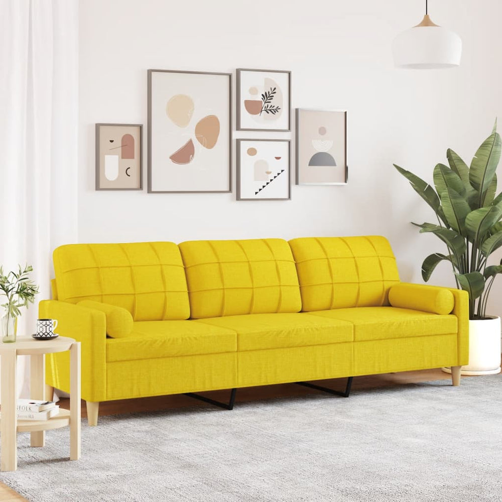 3-Sitzer Sofa Hellgelb Stoff 210 cm