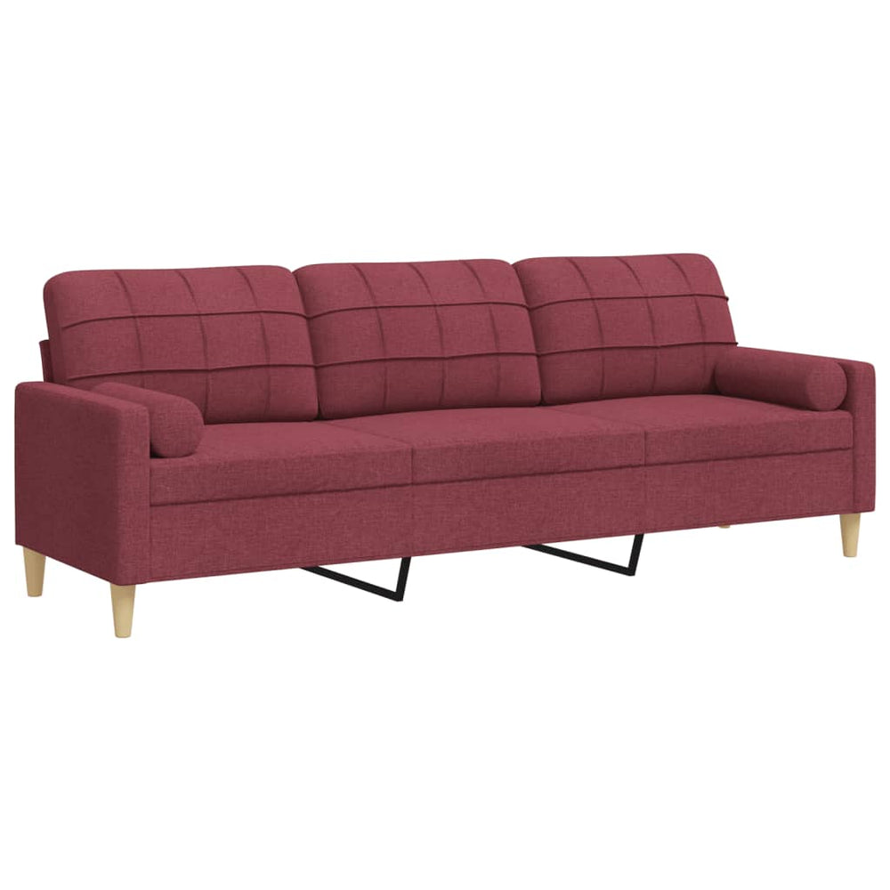 Weinrotes 3-Sitzer Sofa mit Kissen
